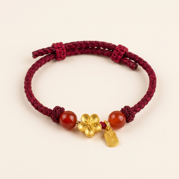 Copper Peach Blossom Fu Red String Bracelet