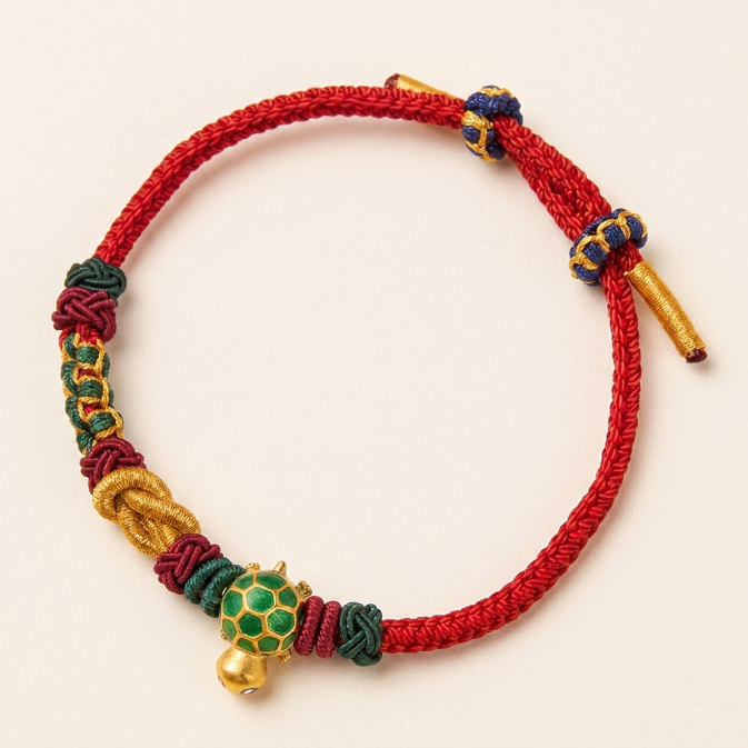 Copper Turtle Red String Protection Bracelet