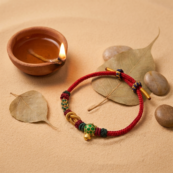 Copper Turtle Red String Protection Bracelet