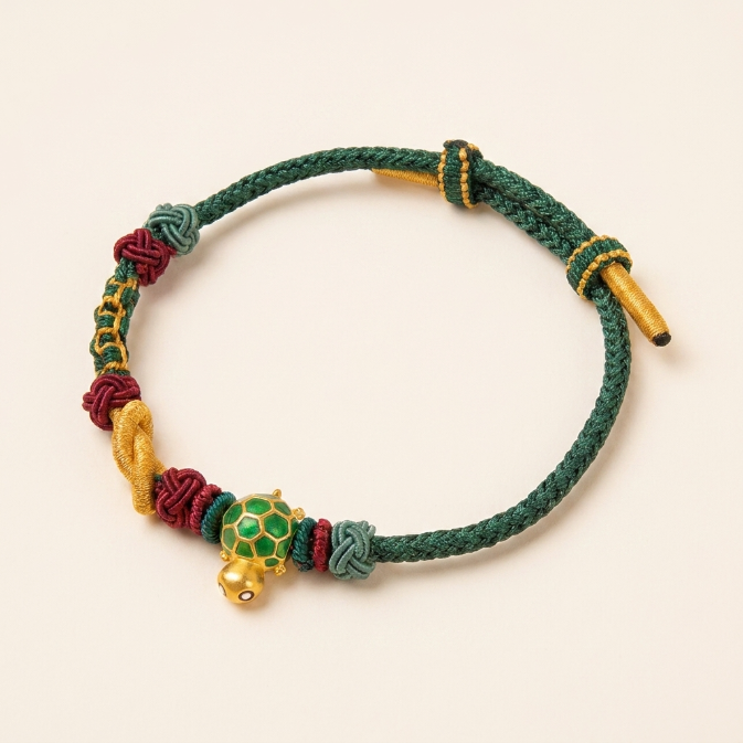 Copper Turtle Red String Protection Bracelet