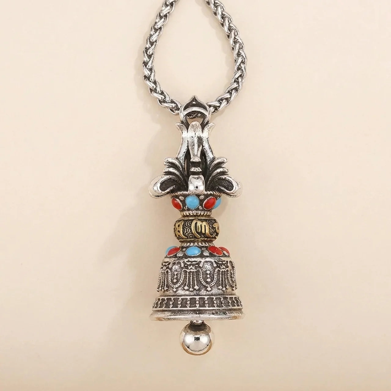 Copper Dorje Vajra Mantra Pendant Necklace