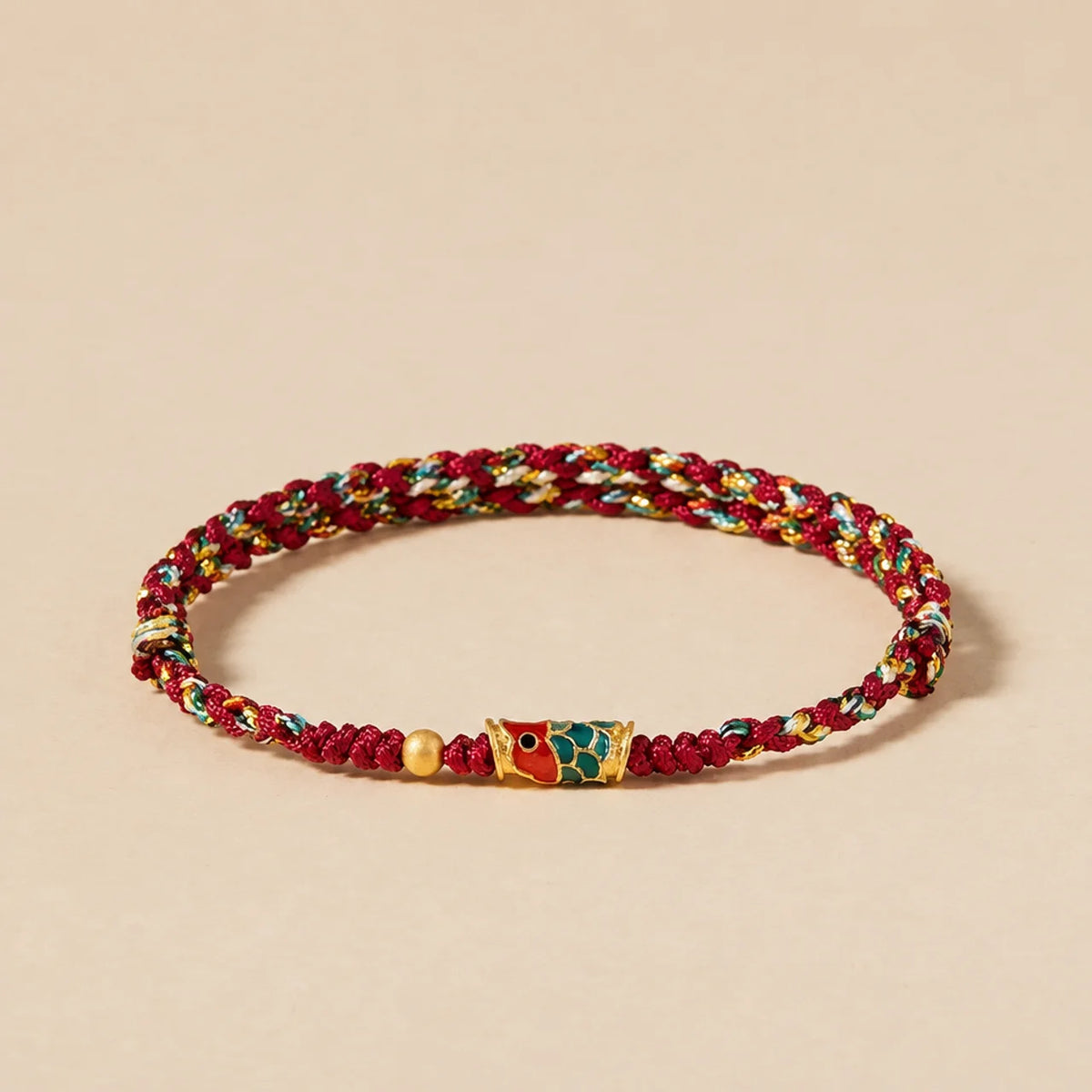 Bracelet Corde Tressée Carpe Koï en Cuivre