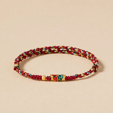 Bracelet Corde Tressée Carpe Koï en Cuivre