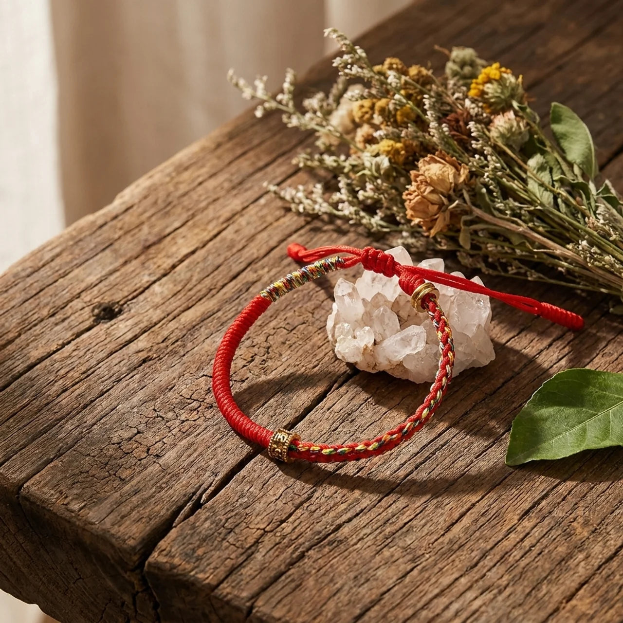 Copper Mantra Red String Bracelet