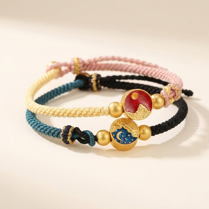 Copper Red String Mountain Sea Couple Bracelet
