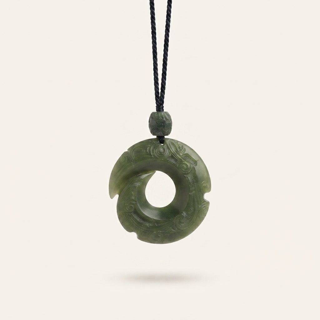 Cyan Jade Peace Buckle Pendant Necklace