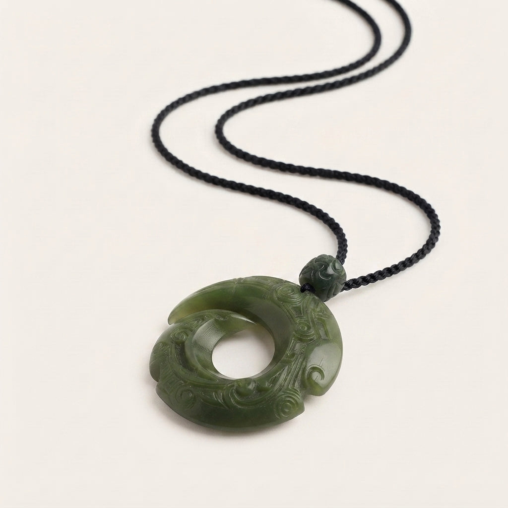 Cyan Jade Peace Buckle Pendant Necklace