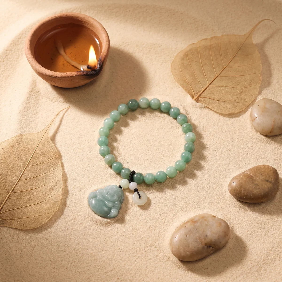 Jade Armband mit lachendem Buddha