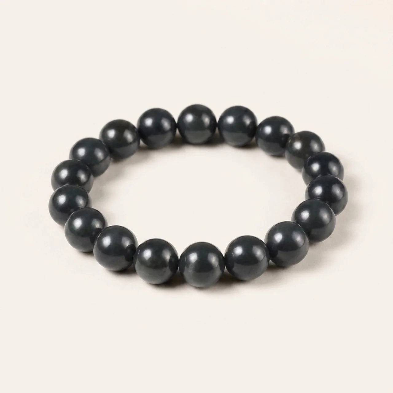 Dark Green Nephrite Jade Beaded Bracelet
