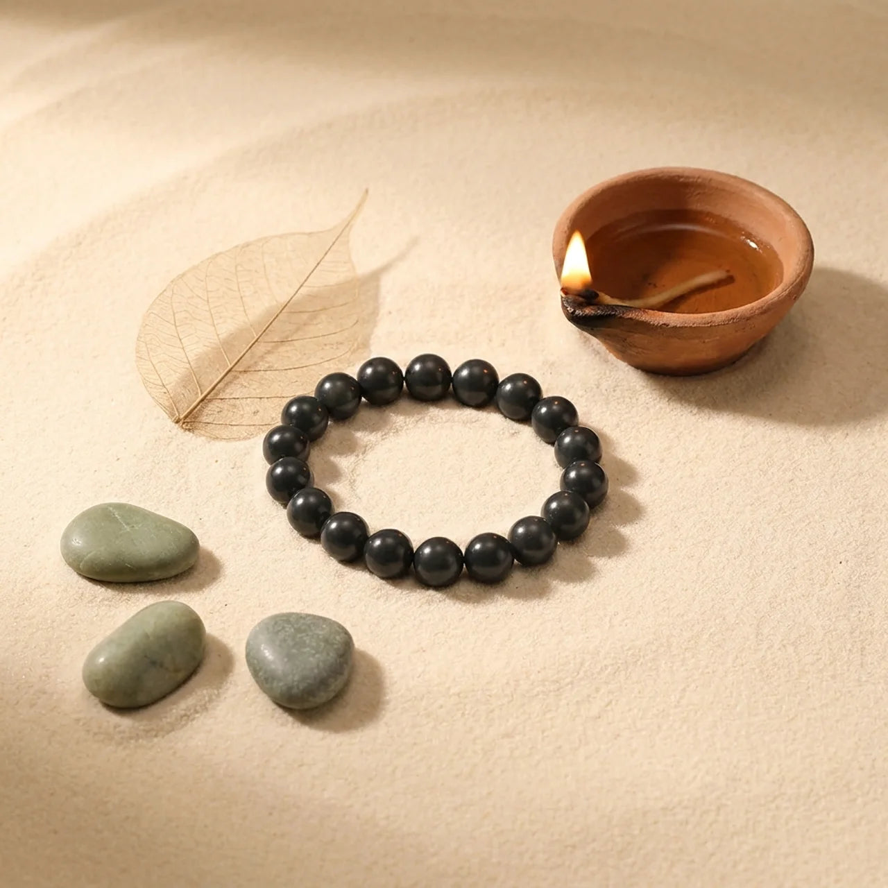 Dark Green Nephrite Jade Beaded Bracelet