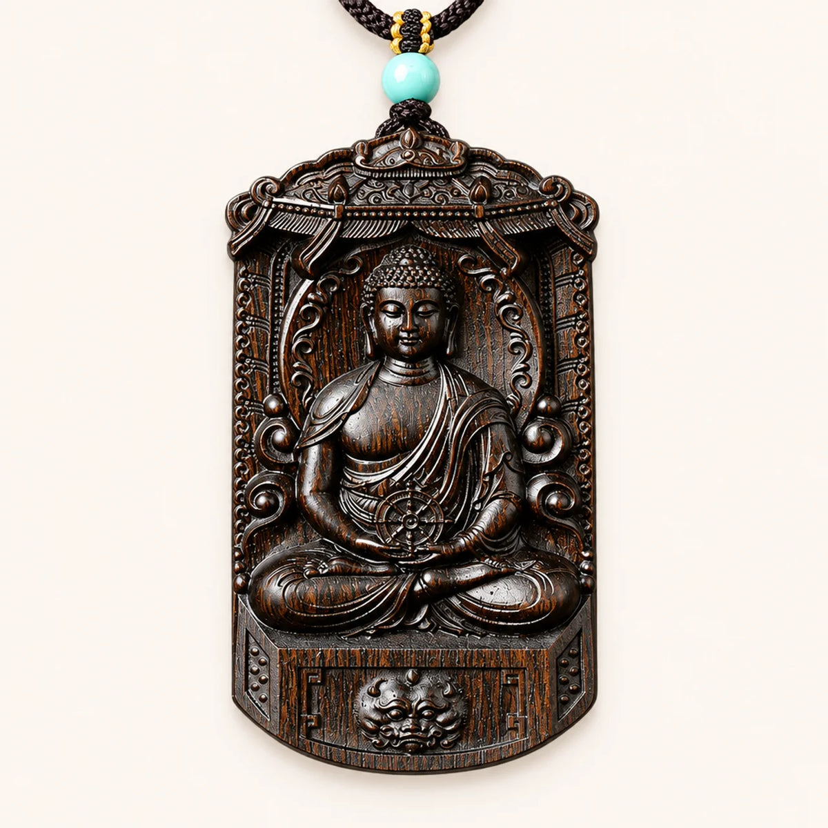 Natural Agarwood Guardian Buddha Pendant Necklace