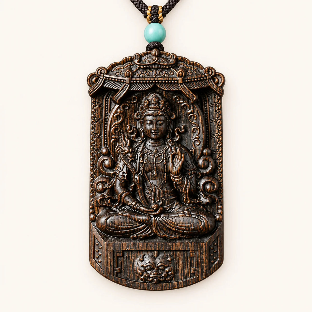Natural Agarwood Guardian Buddha Pendant Necklace