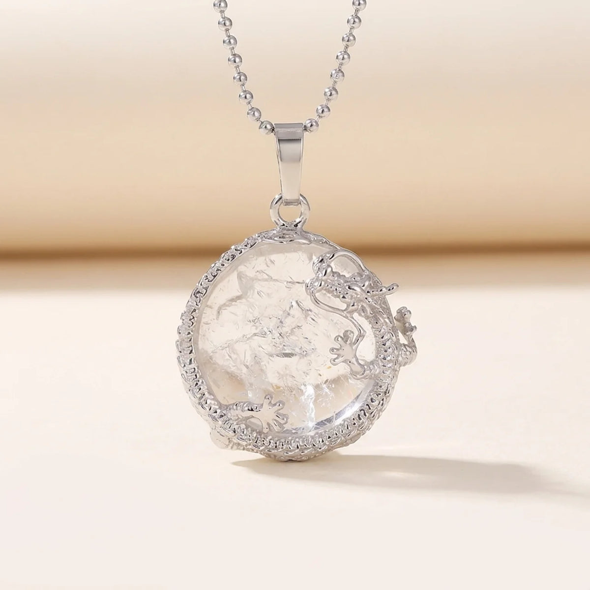 Dragon Quartz Crystal Pendant Necklace