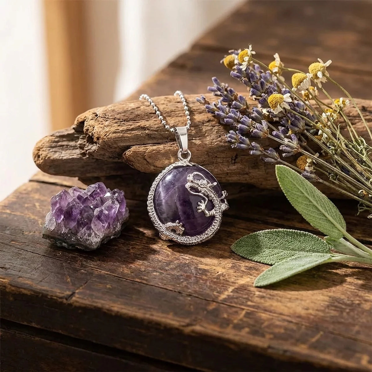 Dragon Quartz Crystal Pendant Necklace