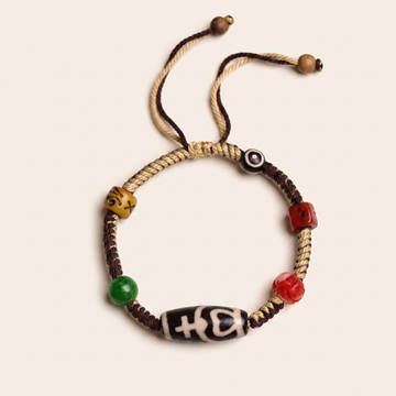 Dzi Bead Wealth Braided Rope Bracelet
