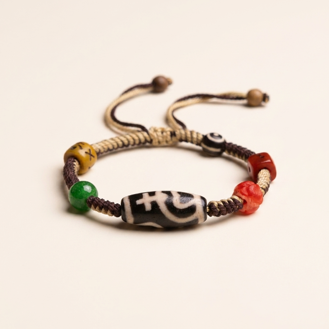 Dzi Bead Wealth Braided Rope Bracelet
