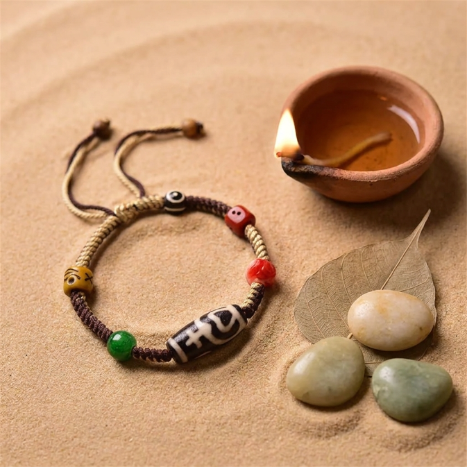 Dzi Bead Wealth Braided Rope Bracelet