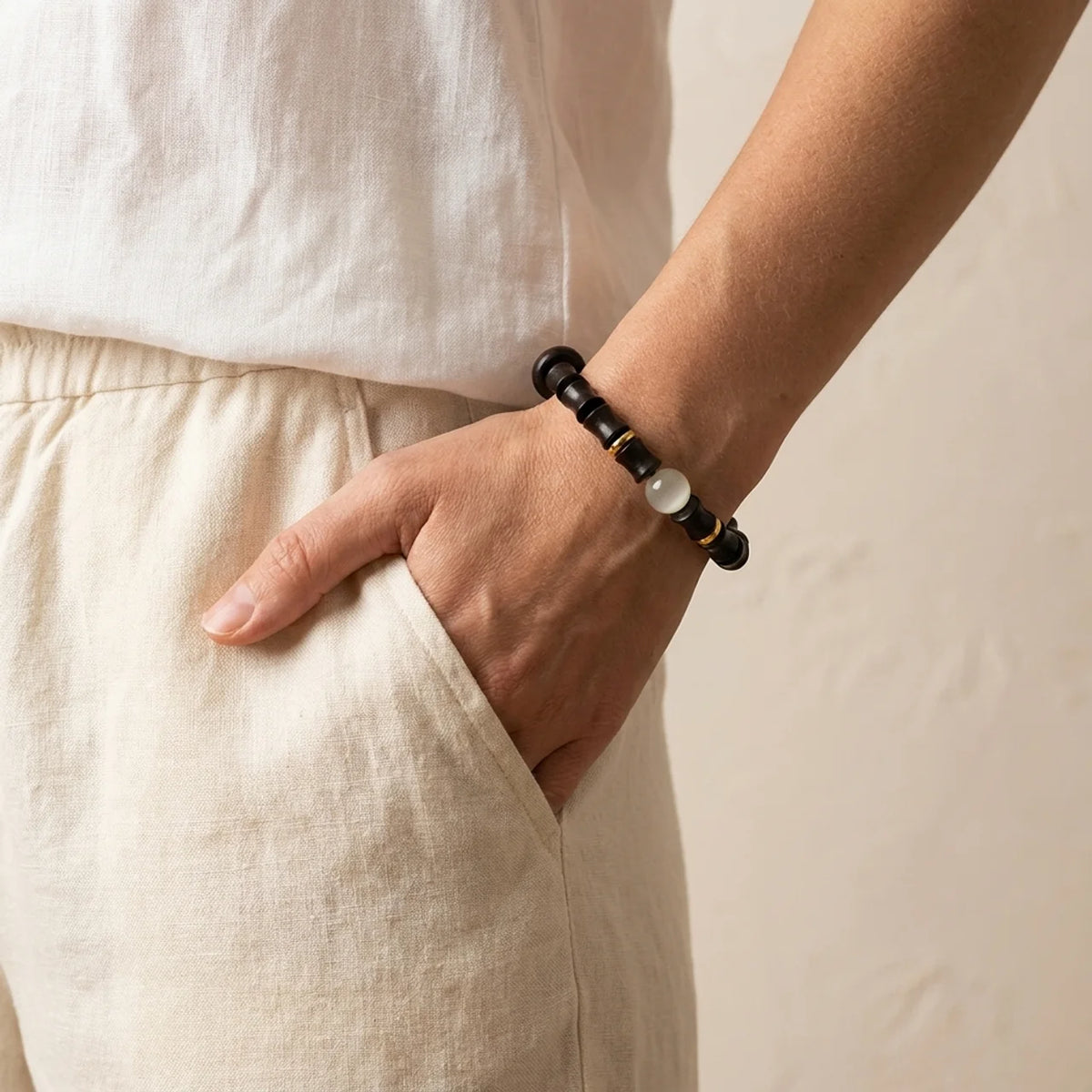 Ebony Green Sandalwood Bamboo Peace Bracelet