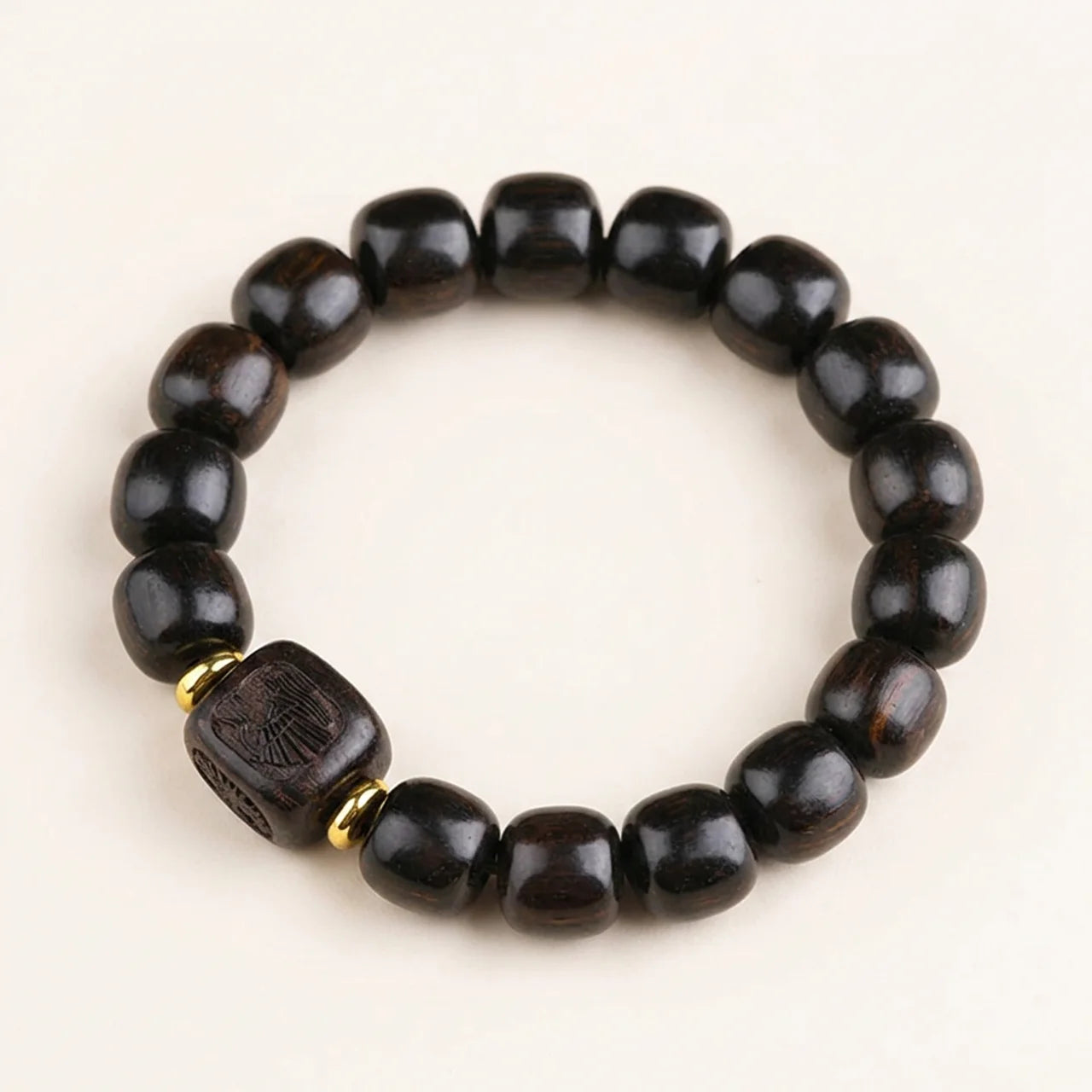 Ebony Wood Barrel Bead Bracelet