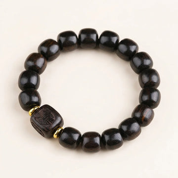 Ebony Wood Barrel Bead Bracelet