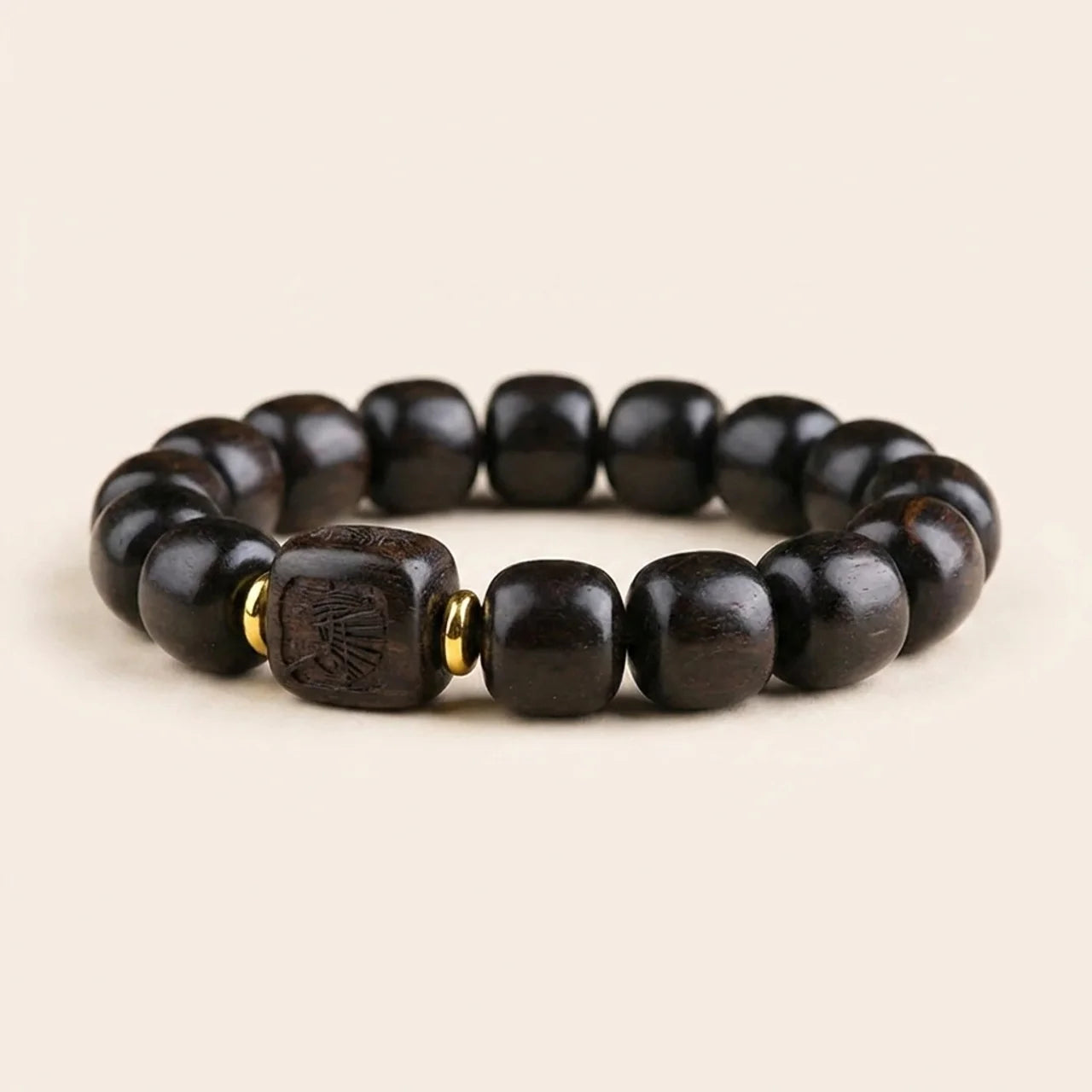 Ebony Wood Barrel Bead Bracelet