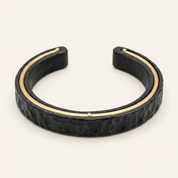 Ebony Wood Brass Inlay Cuff Bracelet
