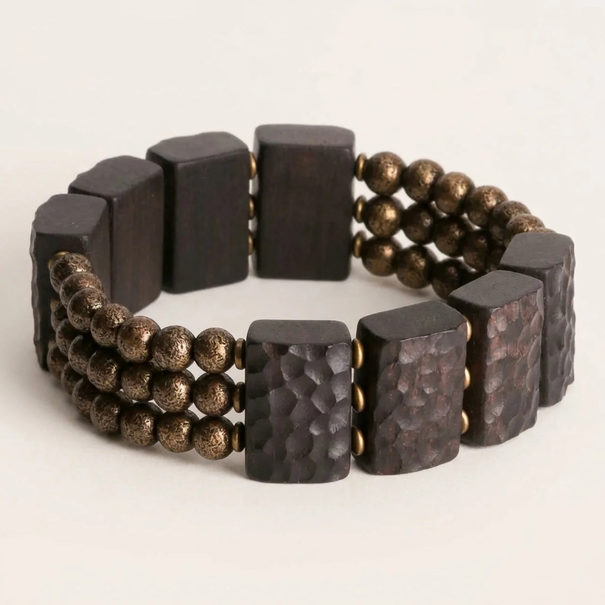 Schwarzes Ebenholz Messing Herrenarmband
