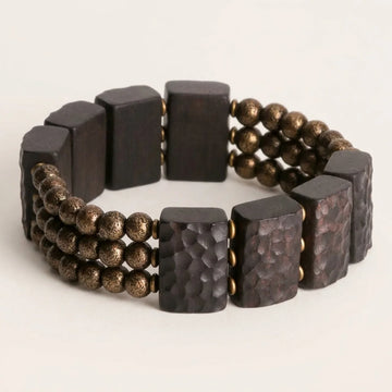 Schwarzes Ebenholz Messing Herrenarmband