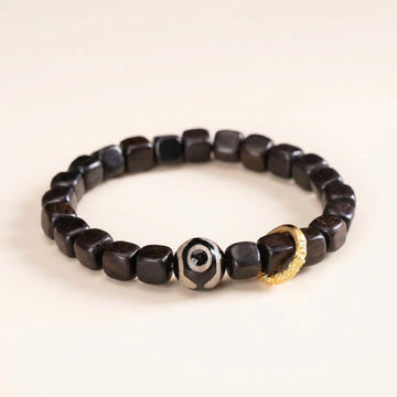 Ebony Wood Dzi Bead Balance Bracelet