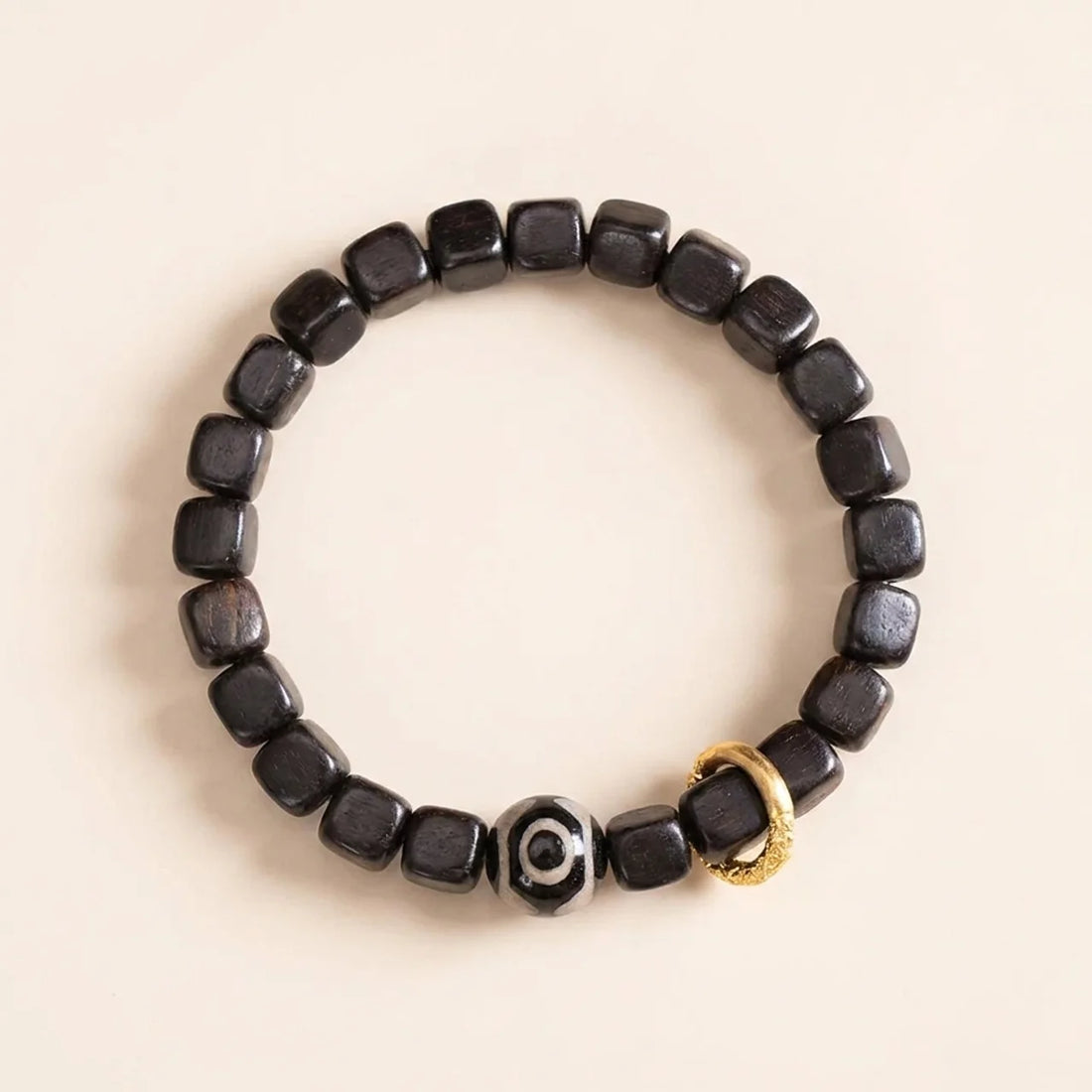 Ebony Wood Dzi Bead Balance Bracelet