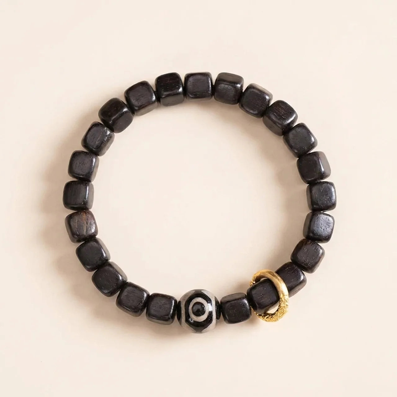 Ebony Wood Dzi Bead Balance Bracelet