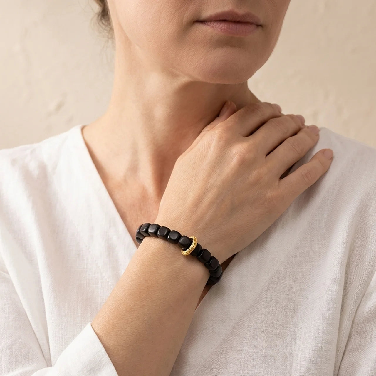 Ebony Wood Dzi Bead Balance Bracelet