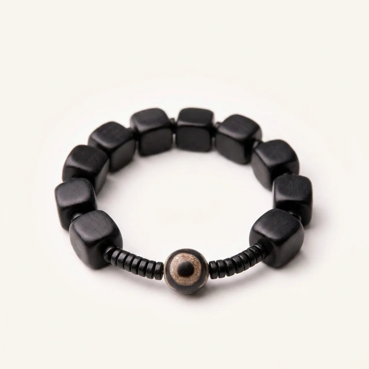 Ebony Wood Dzi Bead Strength Bracelet