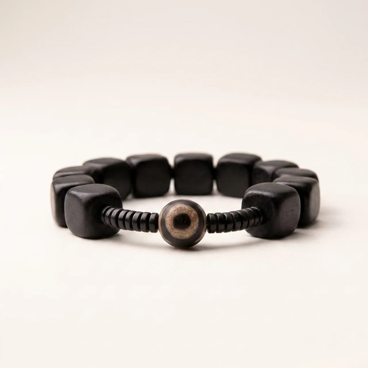 Ebony Wood Dzi Bead Strength Bracelet