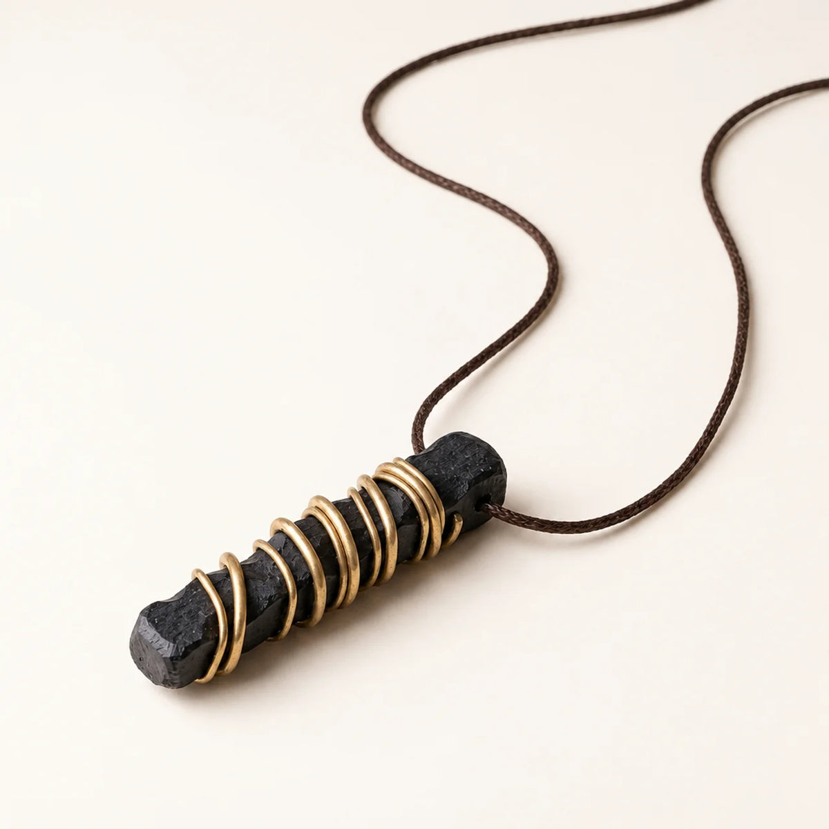 Ebony Wood Peace Circle Pendant Necklace