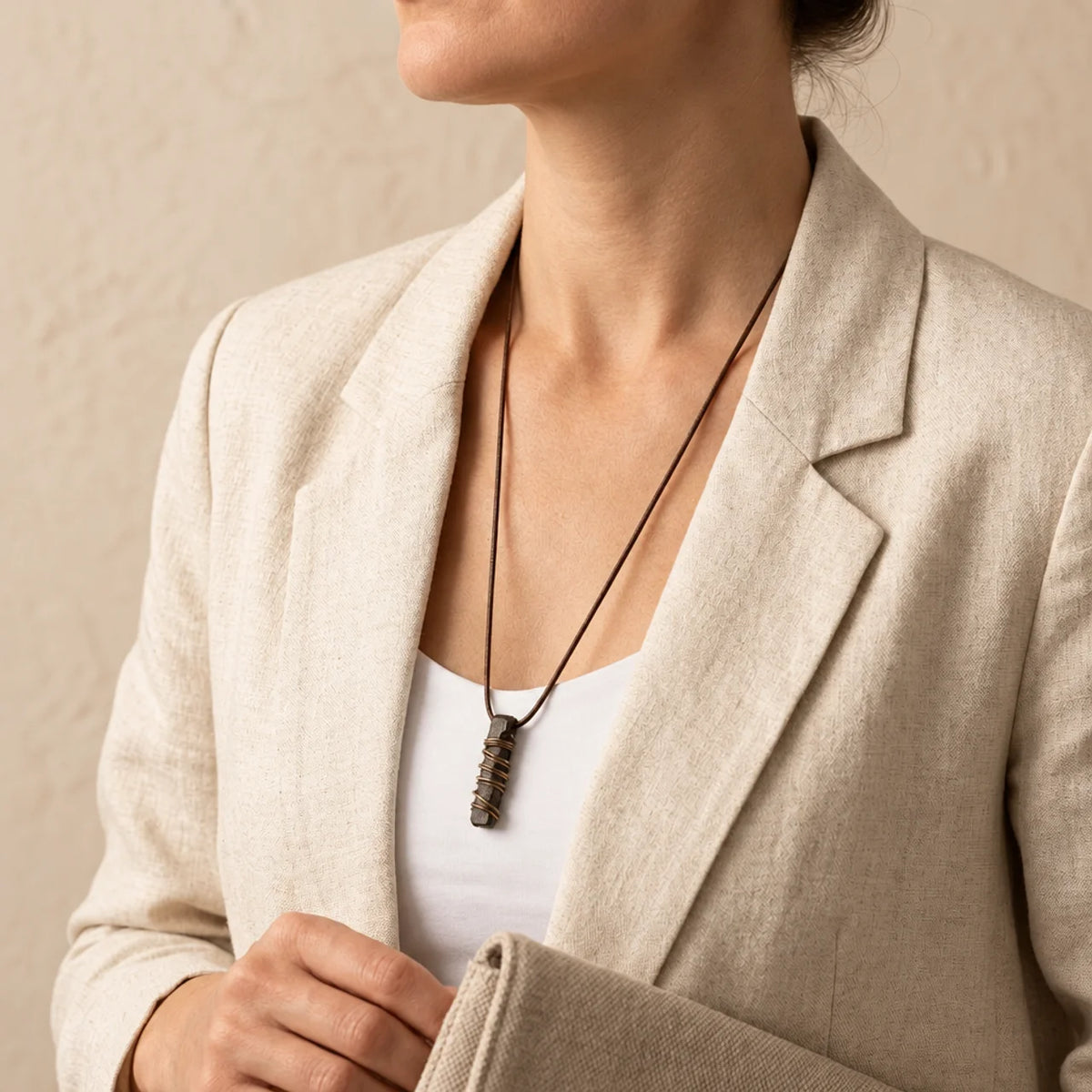 Ebony Wood Peace Circle Pendant Necklace