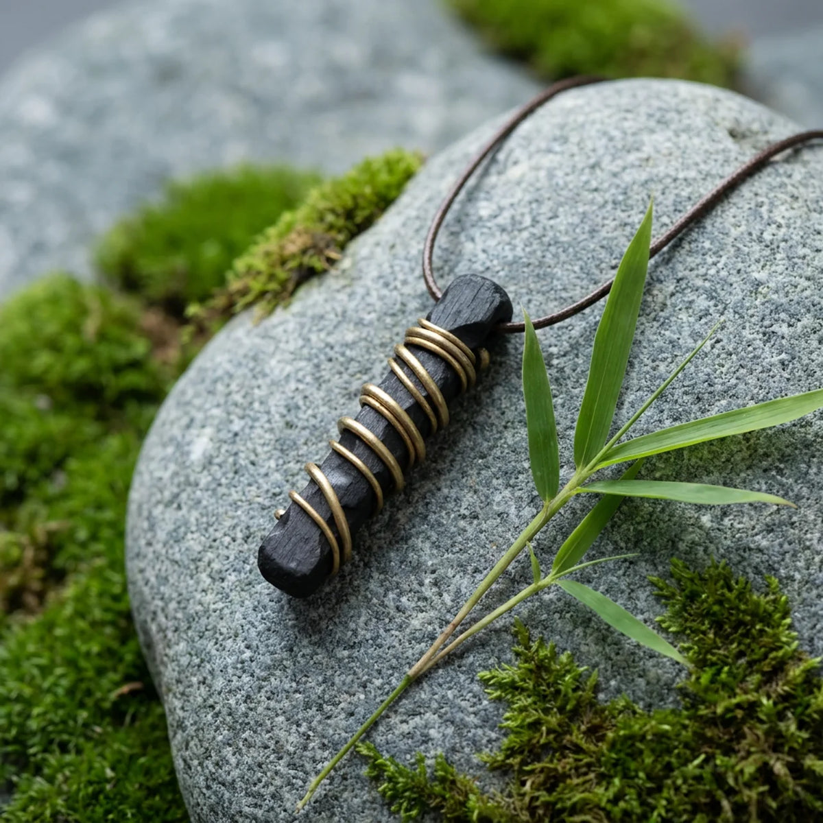Ebony Wood Peace Circle Pendant Necklace