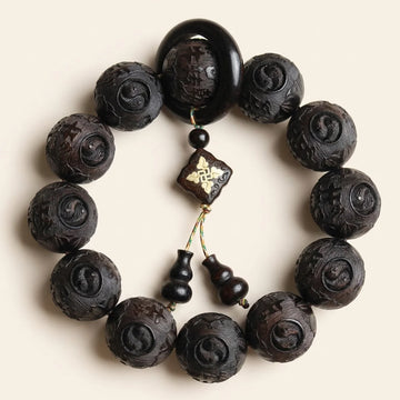 Ebony Wood Yin Yang Gourd Bracelet
