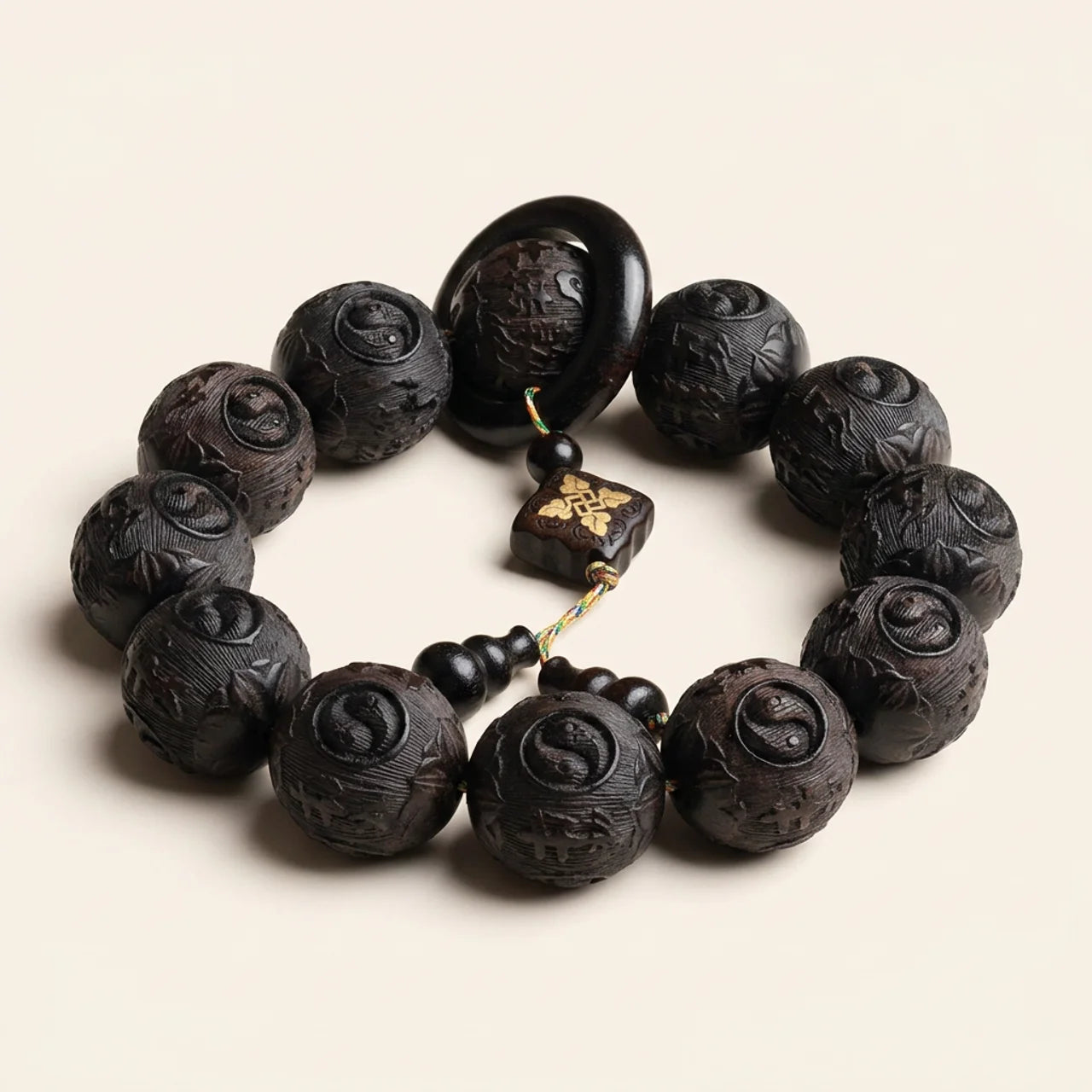 Ebony Wood Yin Yang Gourd Bracelet