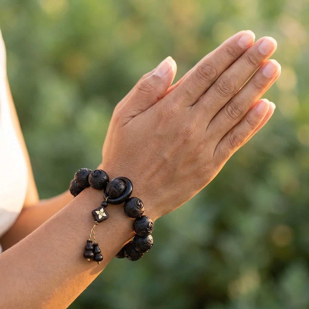 Ebony Wood Yin Yang Gourd Bracelet