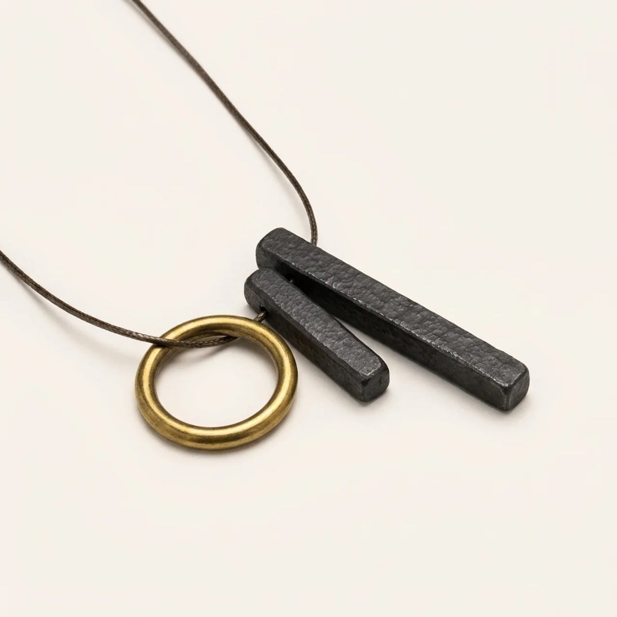 Ebony Wood Zen Enso Circle Pendant Necklace