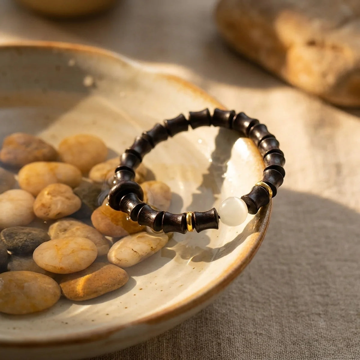 Ebony Green Sandalwood Bamboo Peace Bracelet