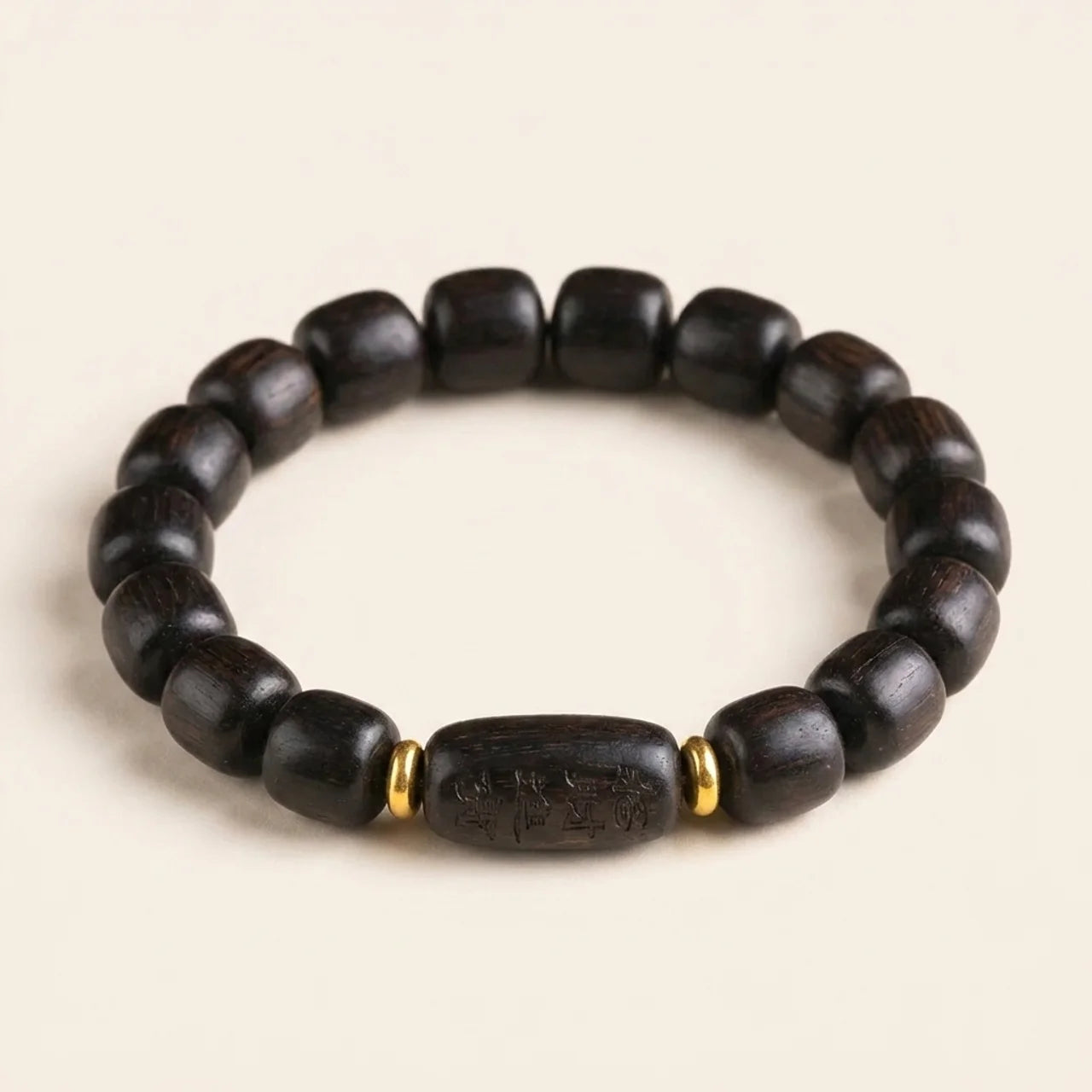 Ebony Wood Barrel Bead Bracelet