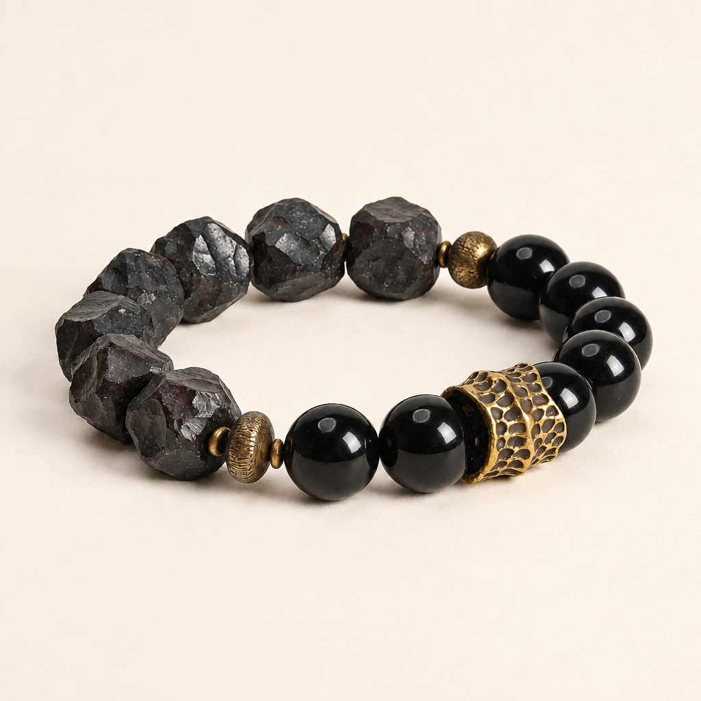 Armband med ebenholts och svart obsidian