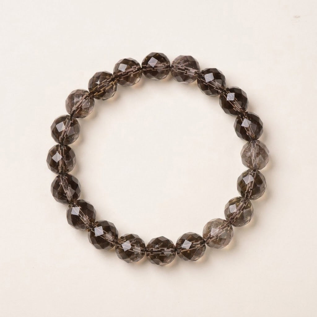 Faceted Smoky Quartz Beaded Bracelet