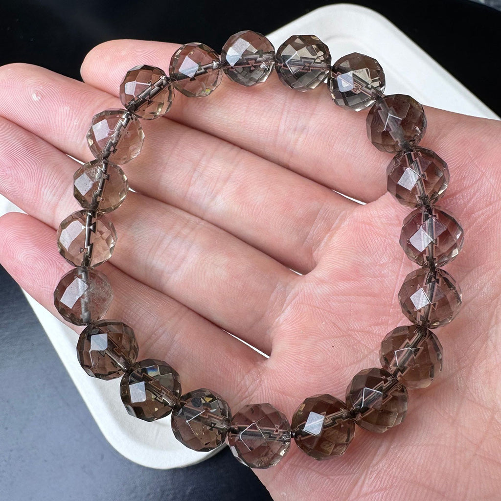 Faceted Smoky Quartz Beaded Bracelet
