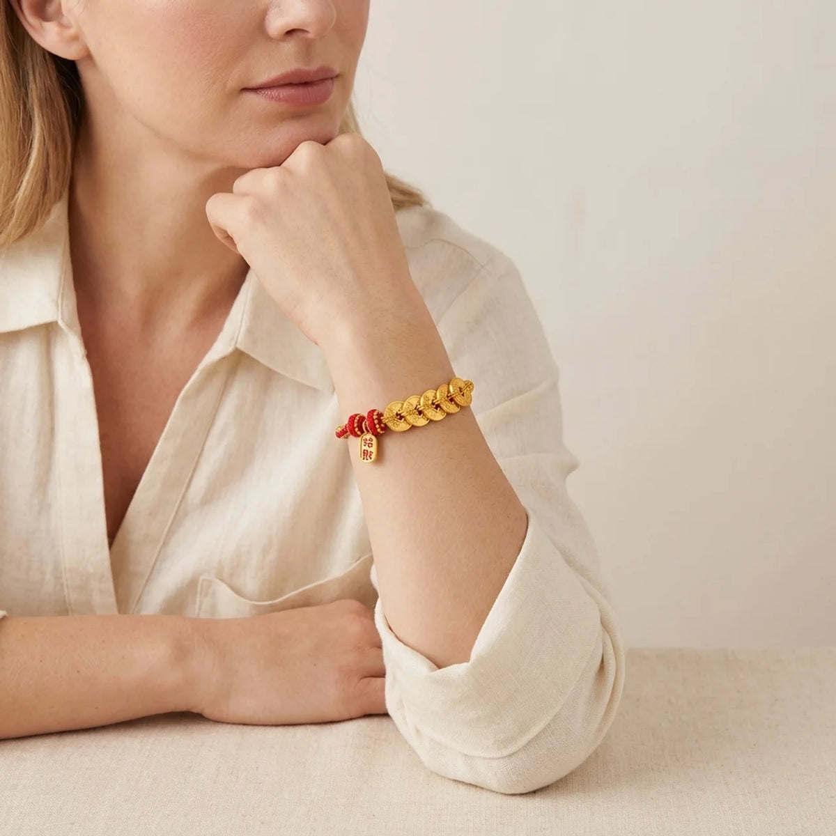 Five Emperor Coins Red String Bracelet