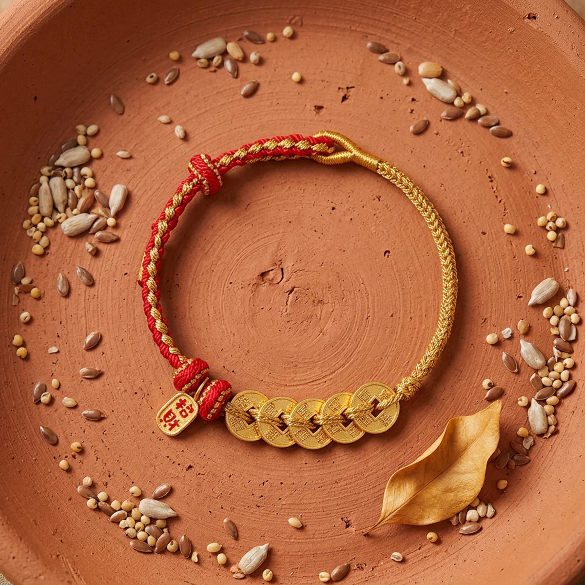 Five Emperor Coins Red String Bracelet