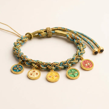 Five God of Wealth Braided String Bracelet