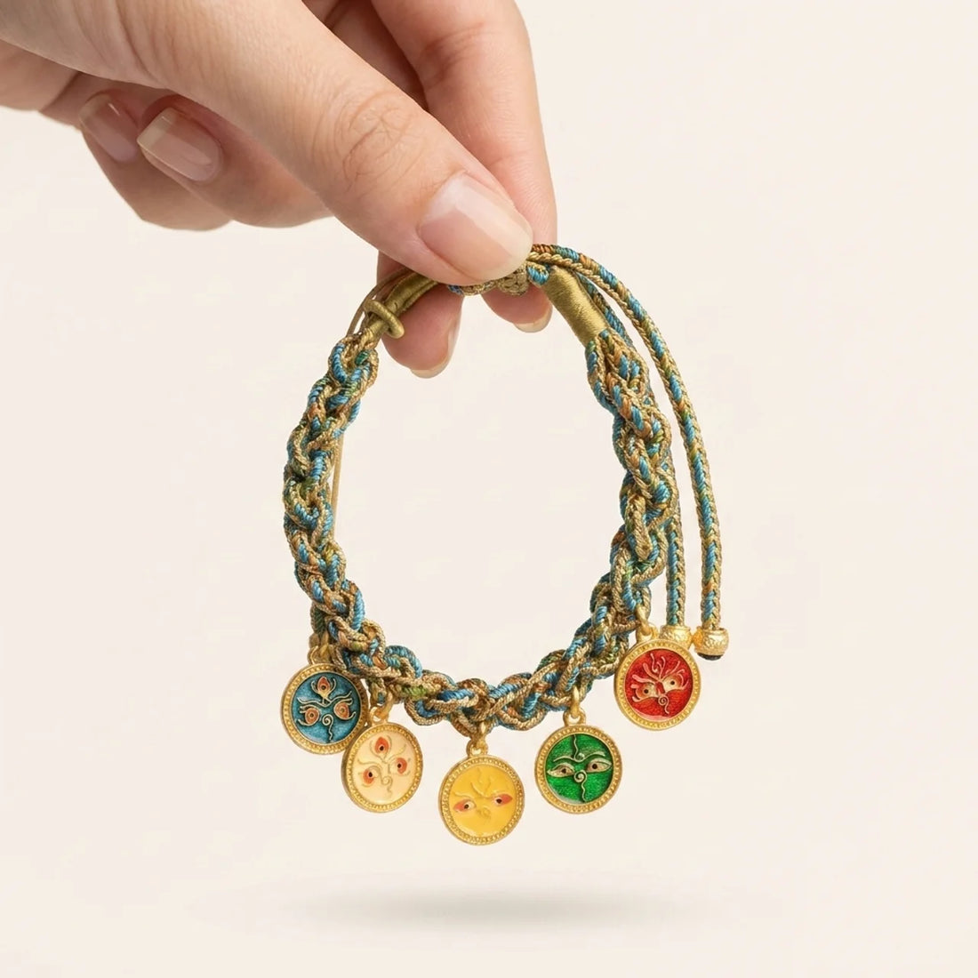 Five God of Wealth Braided String Bracelet